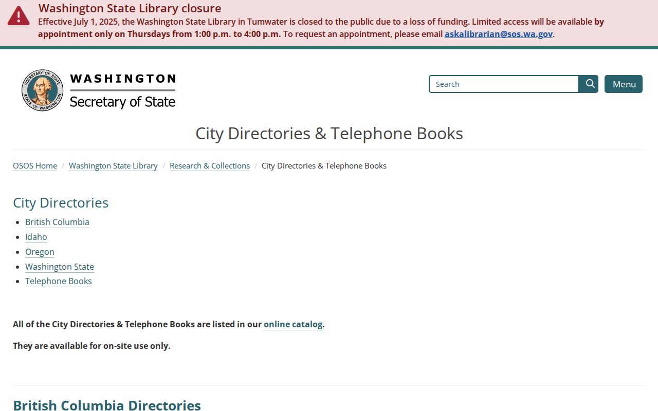 Five Corners city directory research at the Washington State Library
