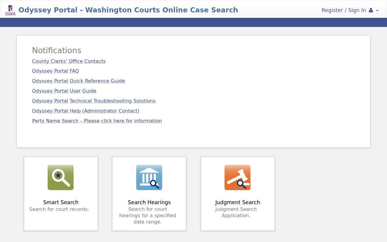 Five Corners resident lookup through Washington Odyssey court search